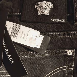 Mens Versace Jeans Washed Black Denim SZ 33 Mitchel Fit NWT